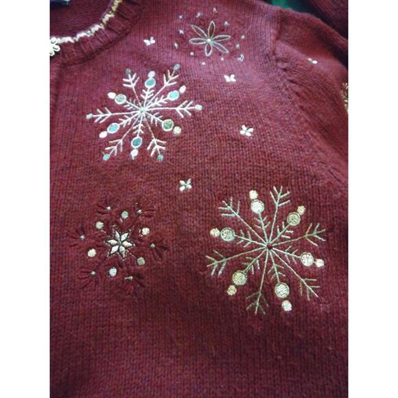 Croft & Barrow Cranberry Snowflake Holiday Zip Front Knit Grandma Cardigan Sz XL - Picture 8 of 8
